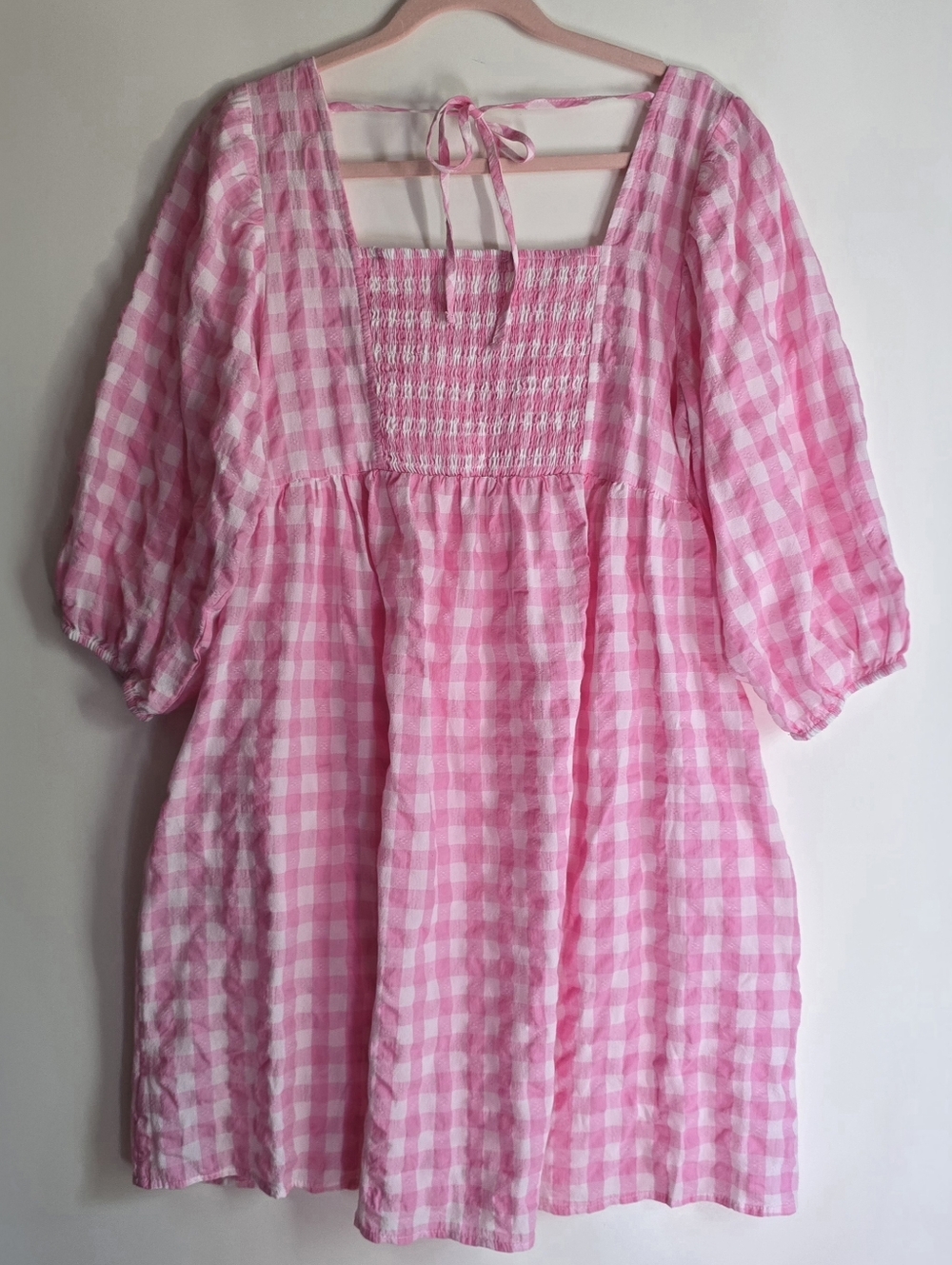 Umgee Pink Gingham Babydoll Dress | Large - Picture 5 of 10
